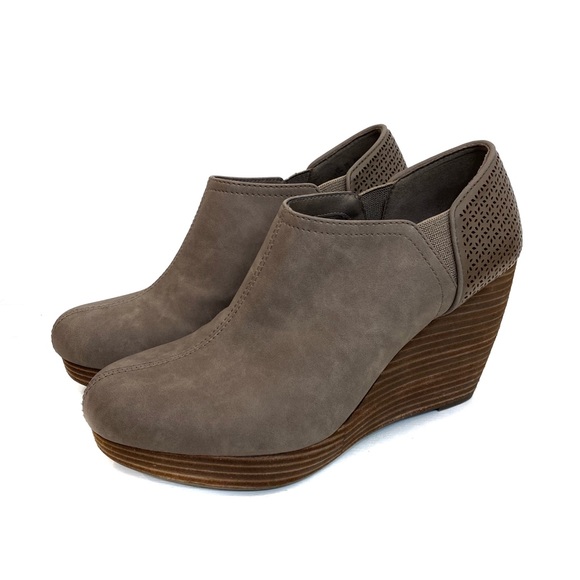 Dr. Scholls Womens Brown Wedge Booties
